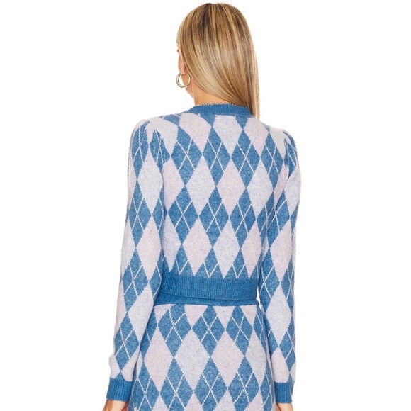 Lovers + Friends Casey Argyle Sweater in "Blue Multi" Size XS - Picture 3 of 14